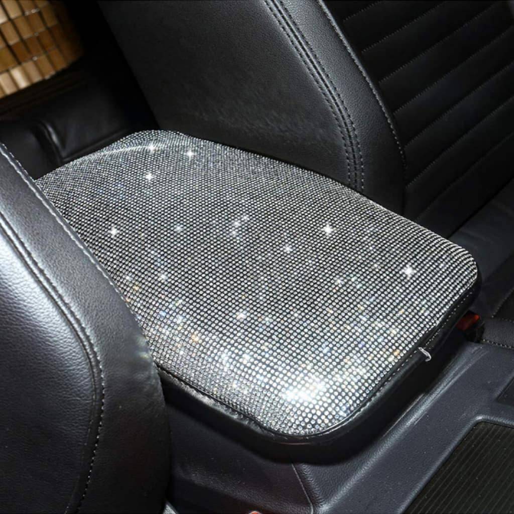 White Bling Rhinestone Center Console Cover Interior Accessories White Bling Rhinestone Center Console Cover Interior Accessories